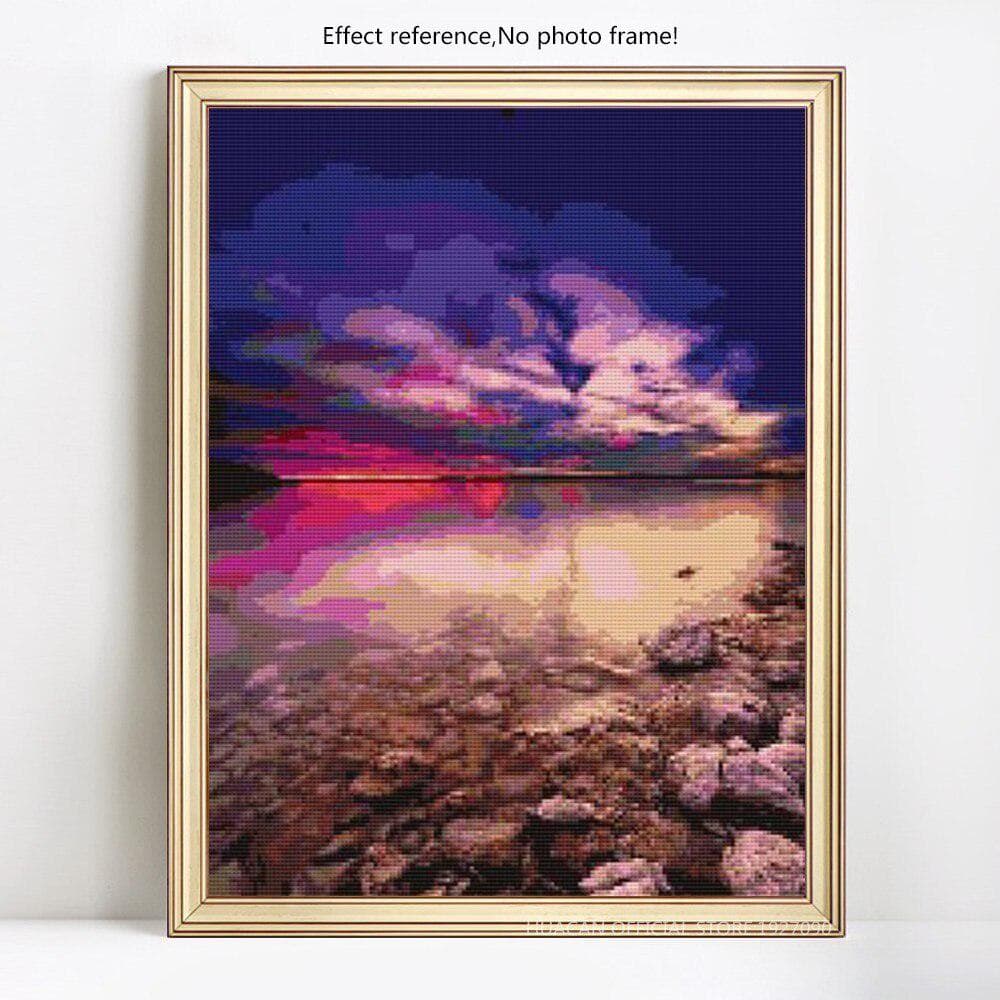 5D DIY Diamond Painting Seaside Sunset Full Display Full Round Diamond Embroidery Cross Stitch 20X30CM