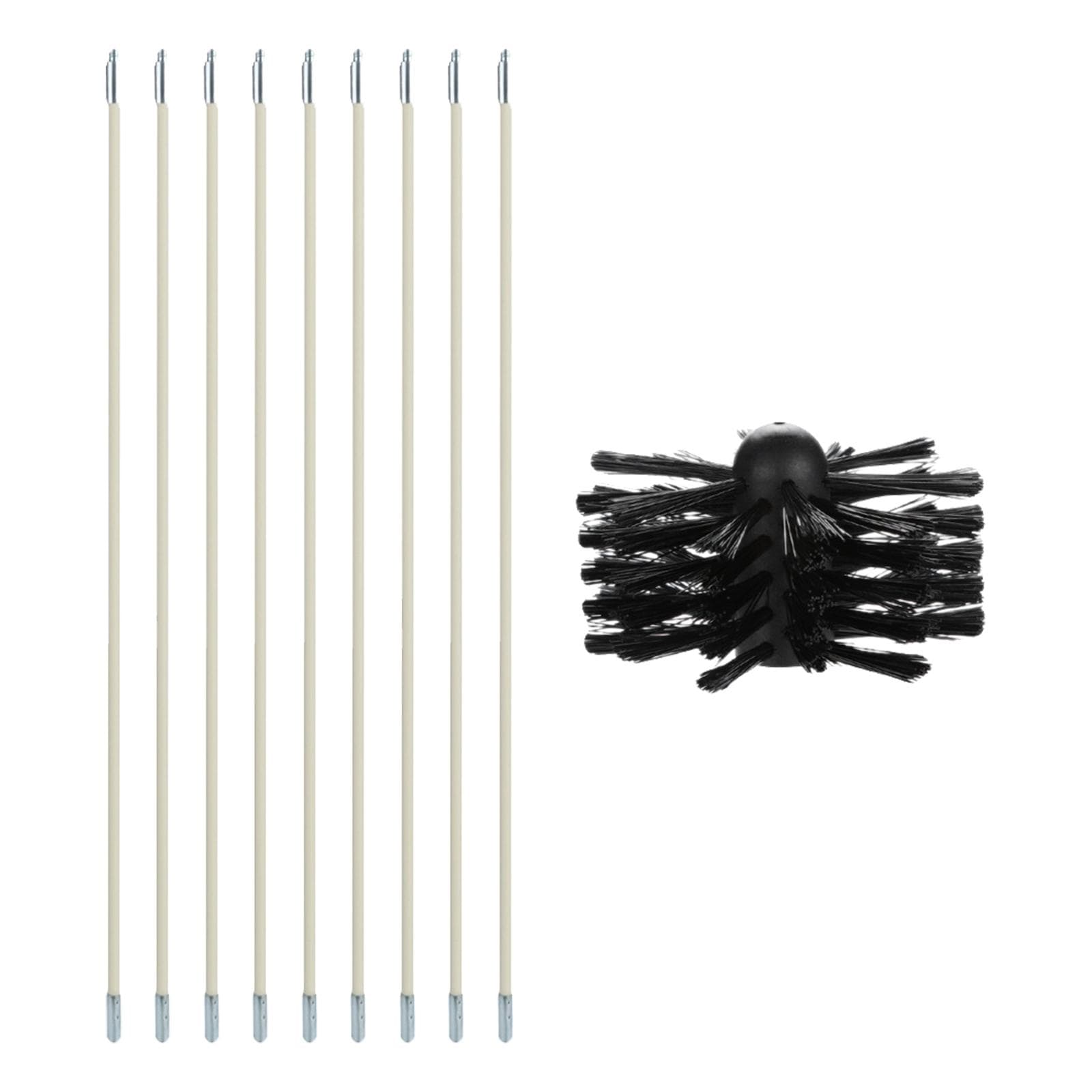 Chimney Cleaning Brush Kit 9PCS Poles with Nylon Brush Head Duct Vent Cleaning Set Chimney Sweep black