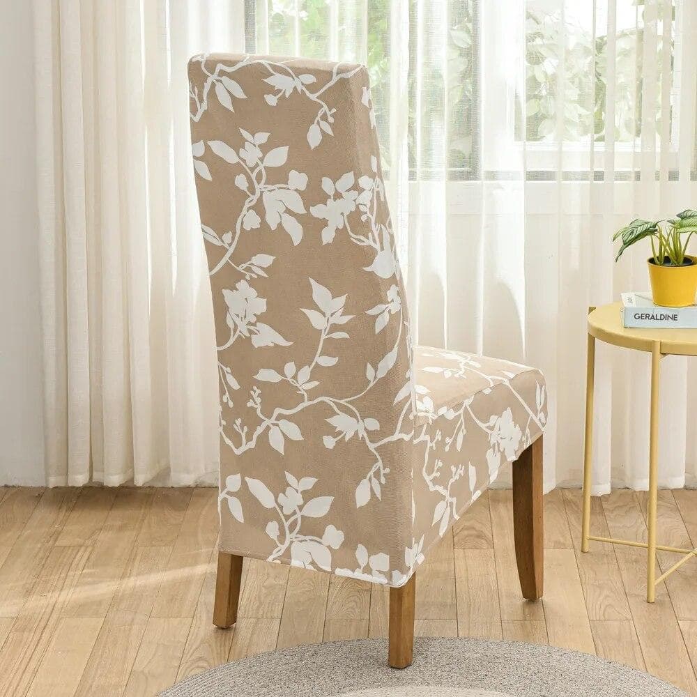XL Size Dinning Chair Cover Floral Print Big Size Stretch Long Back Chair Cushion Furniture Protection Anti-dust Seat Cover 1pcs