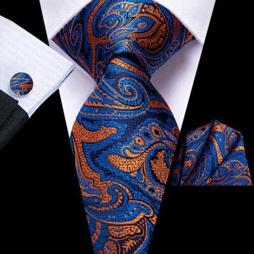 Hi-Tie Mens Silk Necktie Set Striped Paisley Solid Tie Pocket Square Cufflinks N-3369