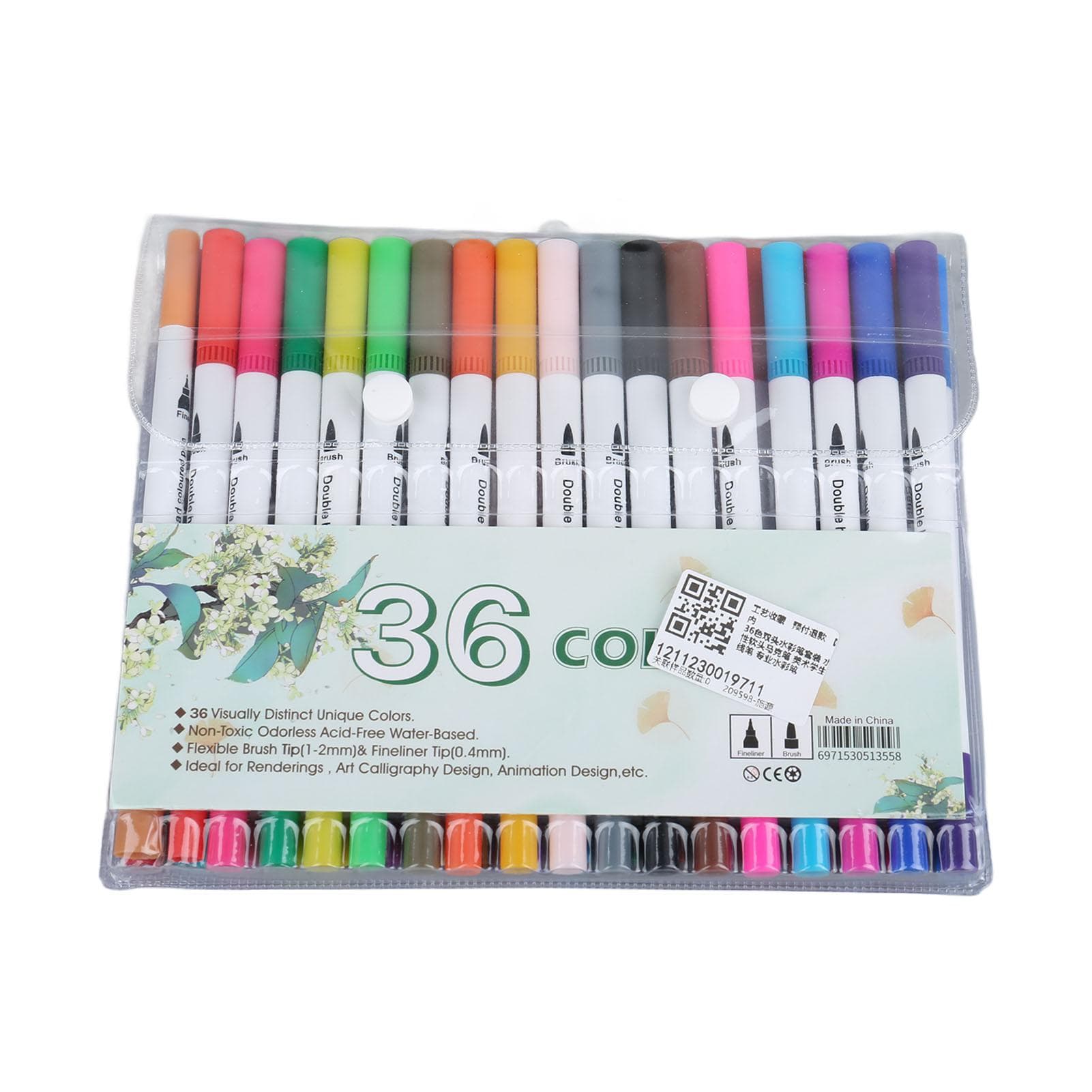 36 Colors Dual Tip Markers with Flexible Fiber Brush Tips Professional Dual Brush Markers Pen