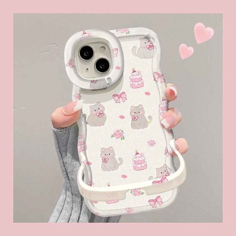Applicable To Apple 15plus Mobile Phone Case IPhone 14pro Cute Hollow Koala 13 Invisible Double Bracket Silicone X Redmi K40/K40 Pro