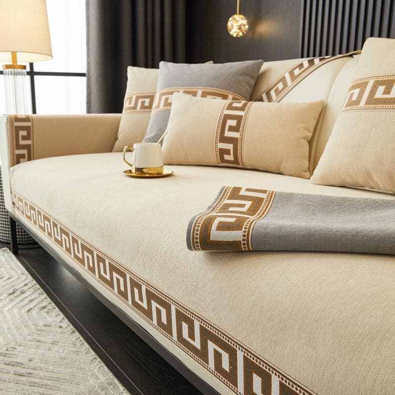 Classical Sofa Cover Protector Non-slip Wide Embroidery Side Couch Slipcover Four Season Universal Sofa Cover for Living Room 70x120cm 1pcs