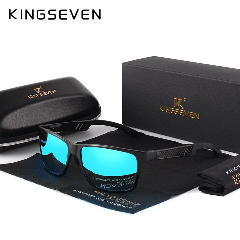 KINGSEVEN Men Polarized Sunglasses Aluminum Magnesium Sun Glasses Driving Glasses M black/blue