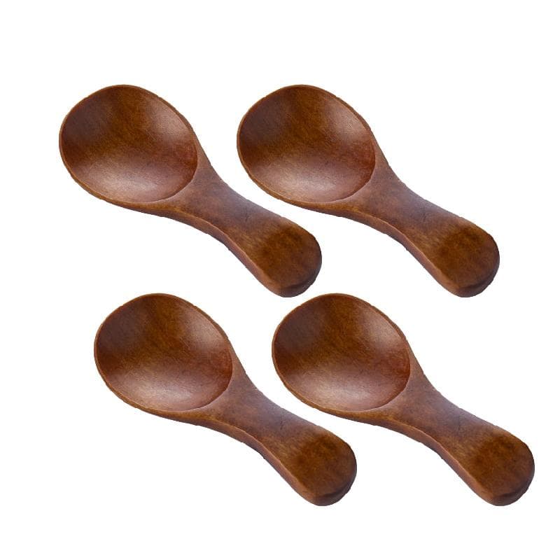 4Pcs Mini Wooden Spoons Small Kitchen Spice Condiment Spoon Sugar Tea Coffee Scoop Short Handle Wood Kids Spoon Kitchen Gadgets