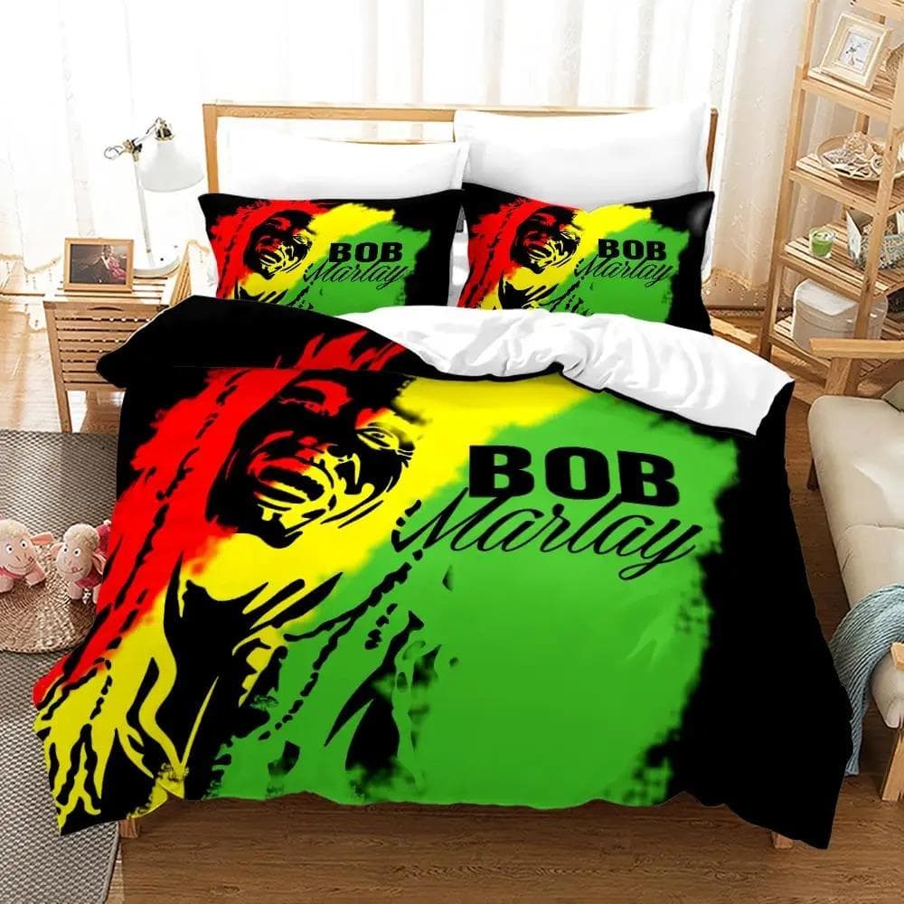 Bob Marley Duvet Cover Sets Music Legends Jamaica Singer Comfortable Bedspreads Queen King Size Bedding Sets Bedroom Decor AU Single 140x210cm