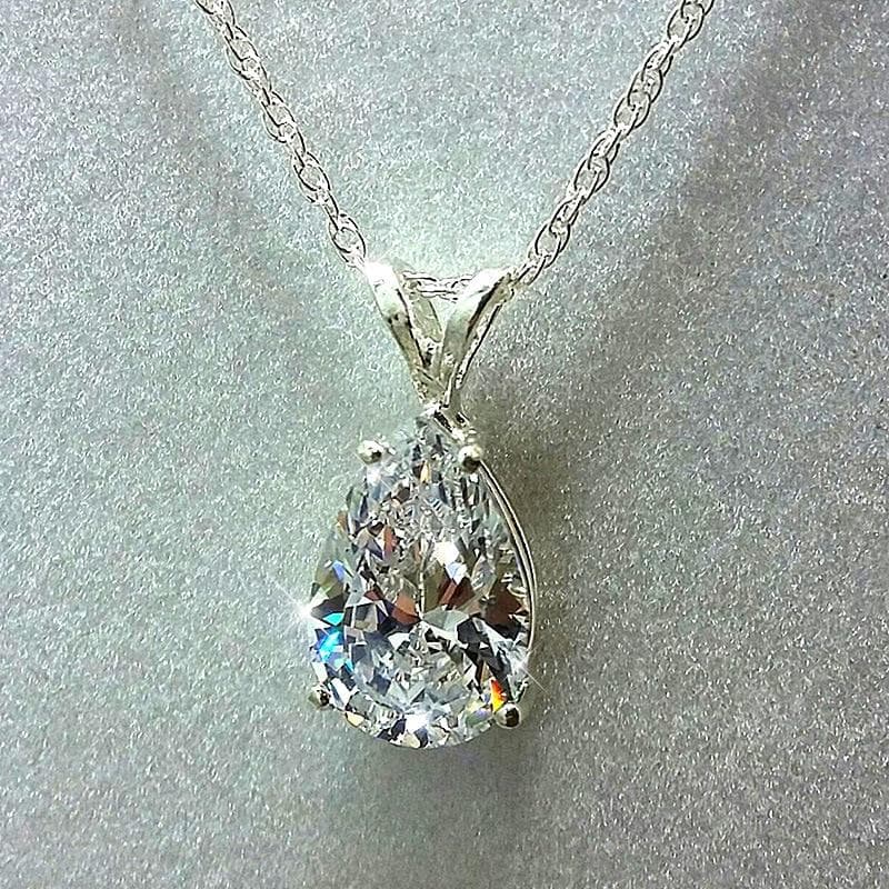 Water Drop 3Ct Lab Diamond Pendant 925 Sterling Silver Wedding Pendants Necklace for Women Charm Party Choker Jewelry Gift