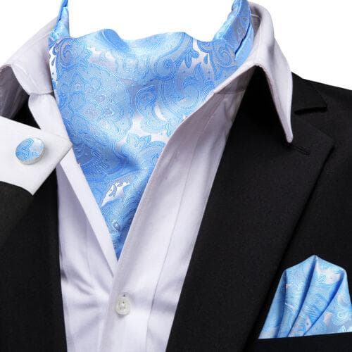 Mens Paisley Cravat Silk Ascot Tie Wedding Retro Scarf Cusal Formal Hanky Cuffs AS-1071