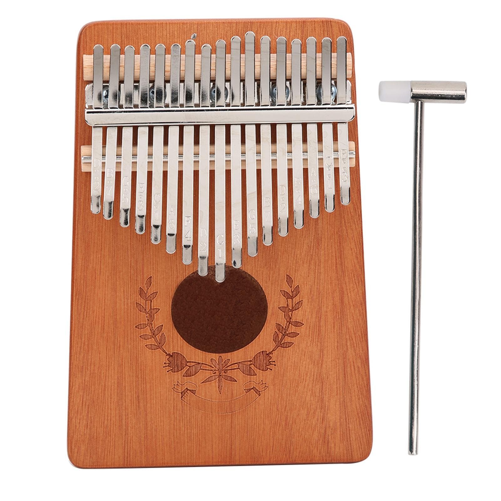 Kalimba Thumb Piano Mahogany Small Portable 17 Key for Beginner Music Instrument LTK17S(Natural )