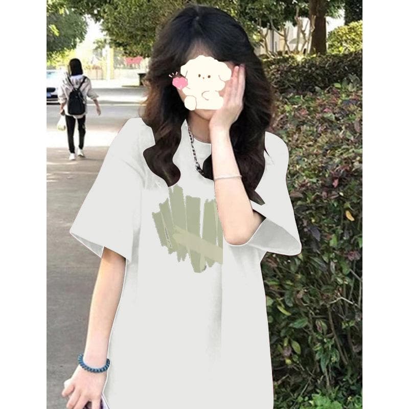 Retro Love Pure Cotton Short-sleeved T-shirt for Women In Summer New Loose Hong Kong Style Half-sleeved Top XXXL