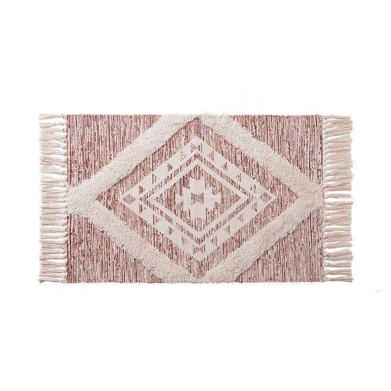 Nordic Tassel Knit Rug Ethnic Carpet Small Rug 60x90cm Bedroom Kitchen Rugs Living Room Washable Mat Boho Retro Home Decoration 60x90cm 23.6x35.4in