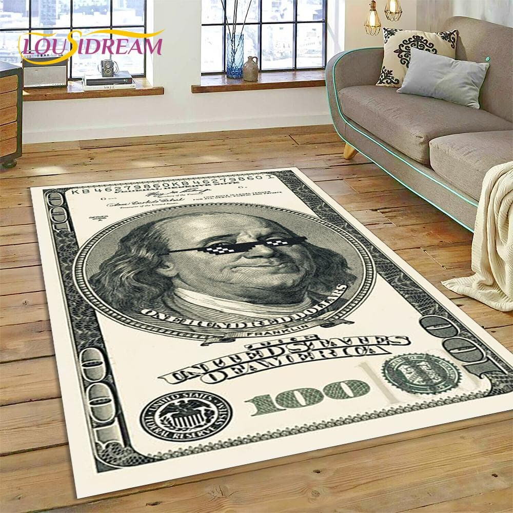 Dollar Euro Pound Money Rich Cartoon Area Rug,Carpet Rug for Home Living Room Bedroom Sofa Doormat Decor,kids Non-slip Floor Mat 100x120cm(39x47in)