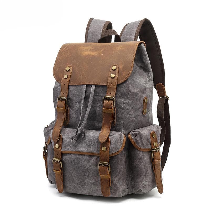 Wear-resistant Canvas Backpack Retro Backpack Casual Travel Bag Waterproof Computer Bag gray