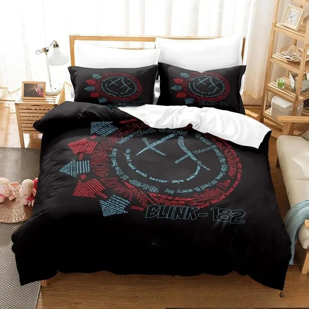 3D Printed Music Band B-Blink-182 Bedding Set Boys Girls Twin Queen King Size Duvet Cover Pillowcase Bed boys Adult Home Textile AU King 245x210cm