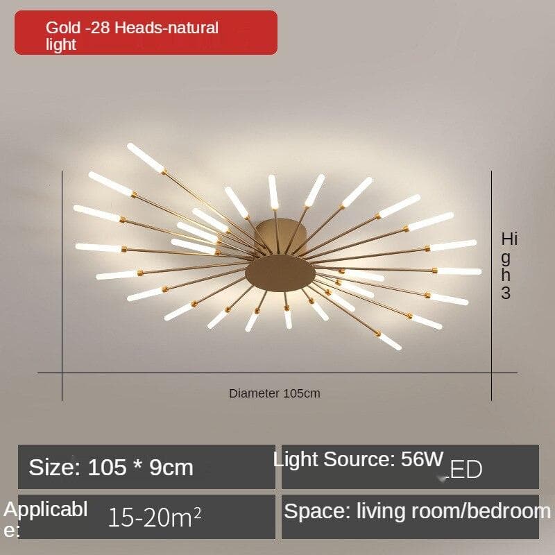 Fireworks Led Chandelier for Living Room Bedroom Home Chandelier Modern Led Ceiling Chandelier Lamp Lighting Chandelier 28 heads gold
