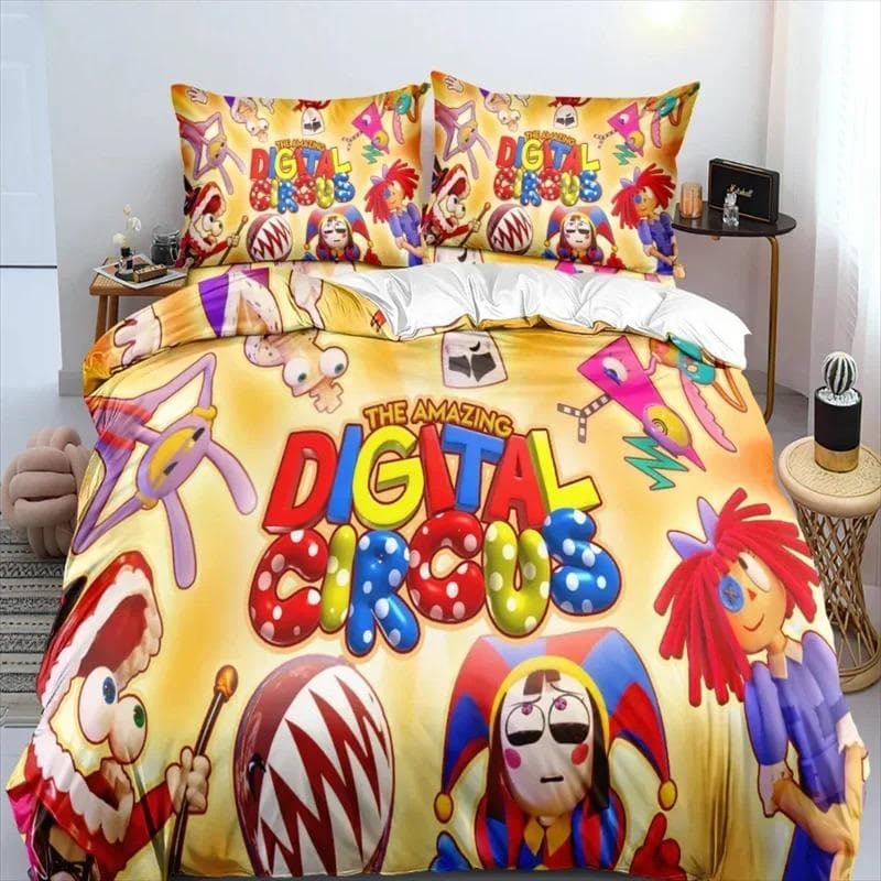 THE AMAZING DIGITAL CIRCUS Cartoon Bedding Set Double Twin King Duvet Cover Comforter Pillowcase Boys Girls Adults Bedroom 264x228cm 3pcs