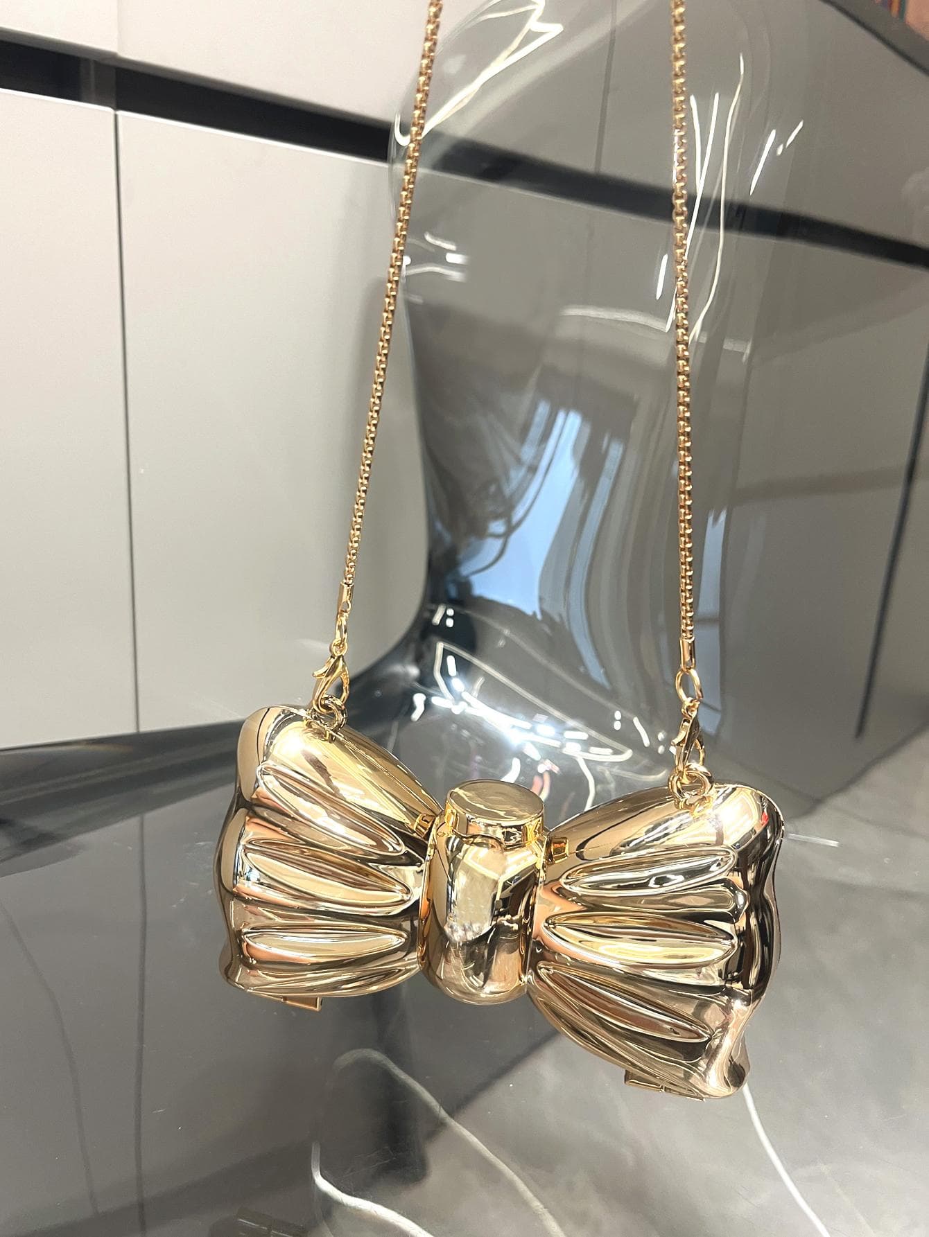 Golden Evening bag  Purses and handbag luxury Designer shoulder bags funny shape Party Wedding Round Acrylic Shiny Clutch purse golden