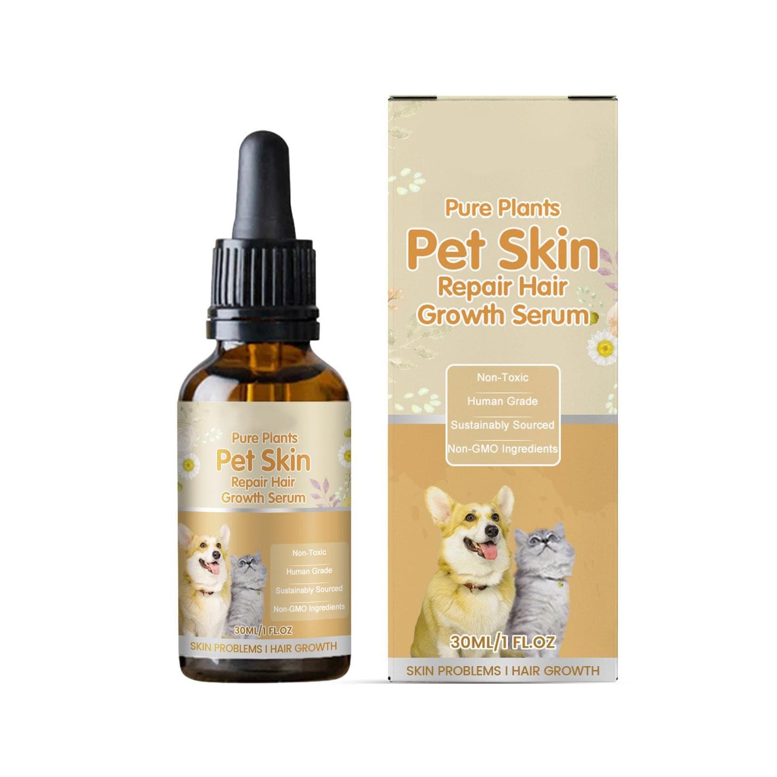 30ml Pet Skin Repair-Essence, Cat And Dog Skin Wound Skin Moss Care Hair Itching-Essence yellow