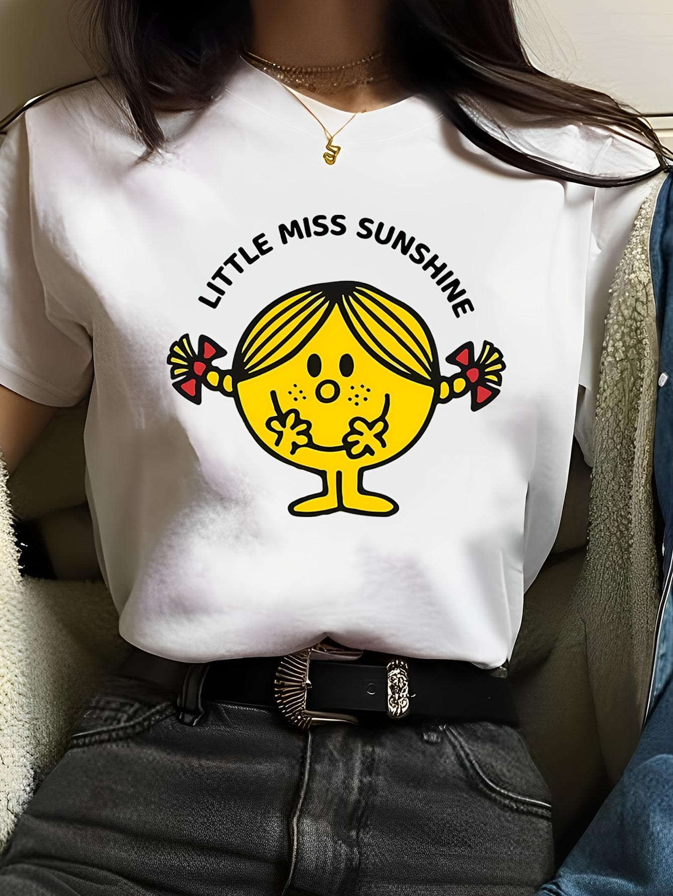 Little Miss Sunshine Women'S Fashion T-Shirt Summer Graphic Tee Breathable Micro Elastic Simple Trendy Versatile Casual Clothing XL