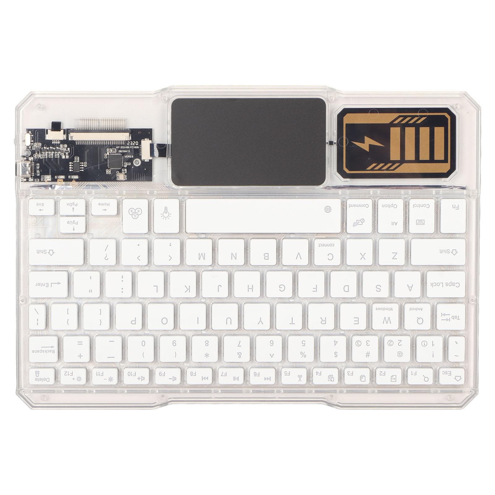 Bluetooth Keyboard Rechargeable Transparent Wireless Keyboard with 7 Colors Backlits for Mate white