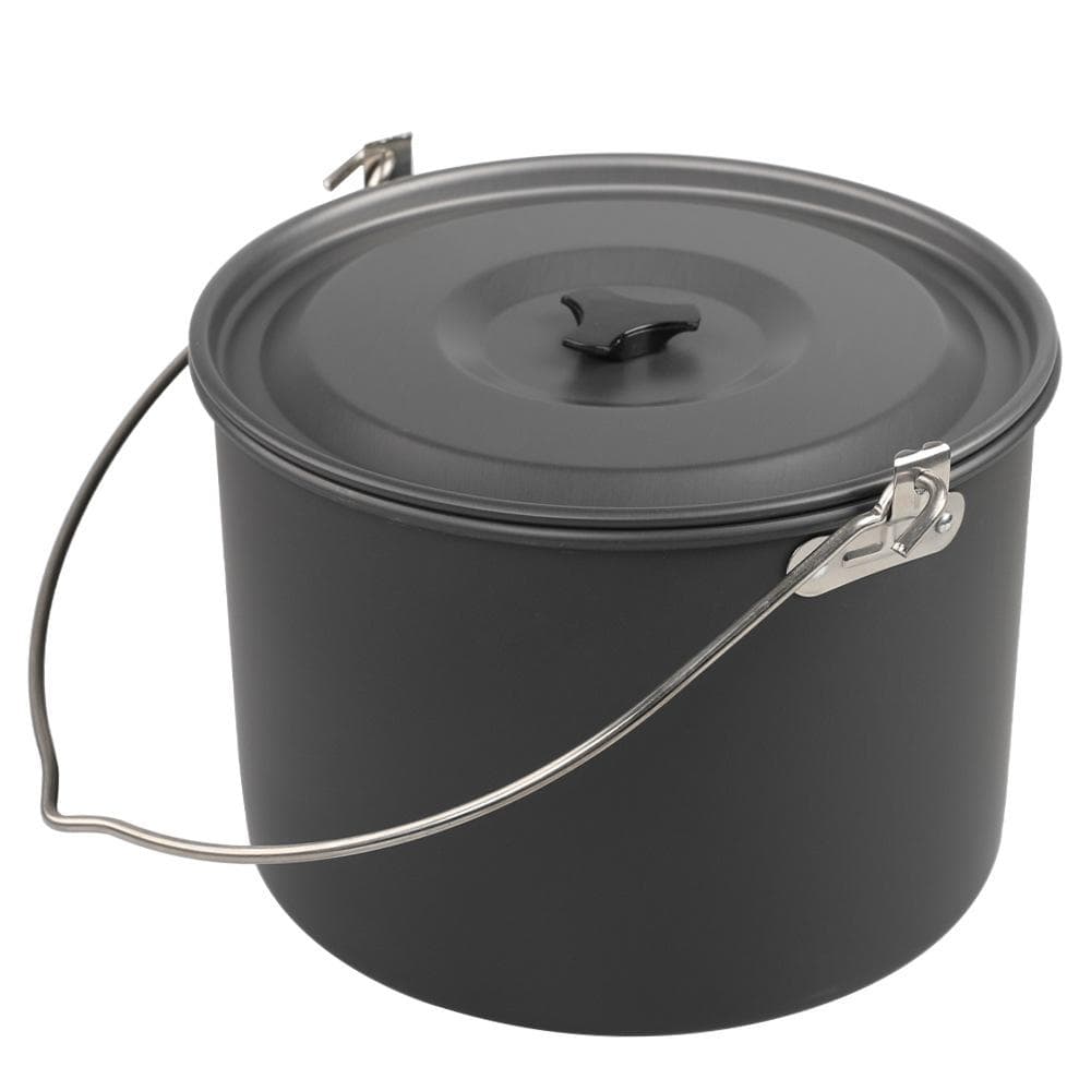 Portable Camping Hanging Pot 8L Cooking Pot Outdoor Cookware for Camping Hiking Fishing dark gray