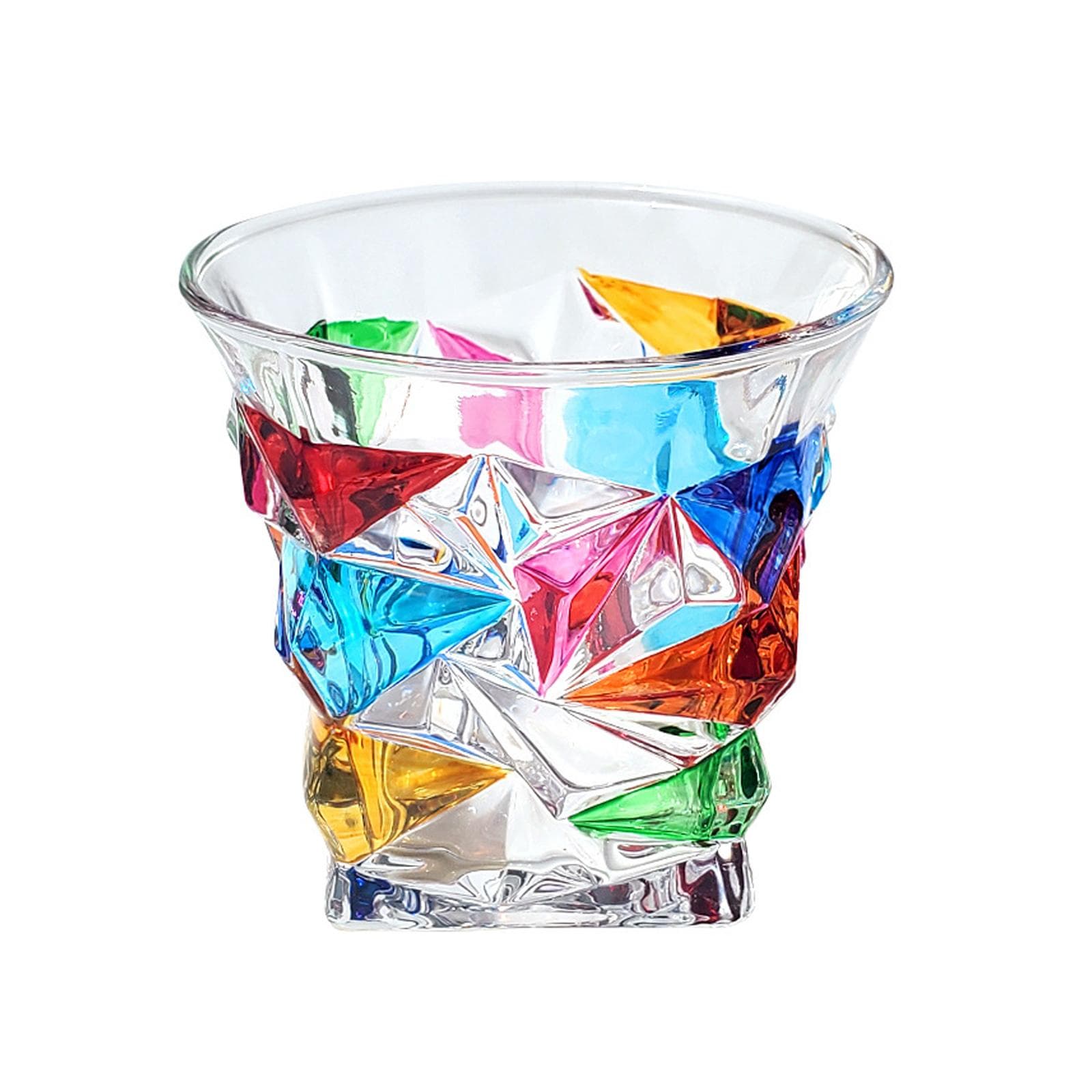 2PCS Whiskey Glass Multicolor 320ml Short Drinking Glass for Home