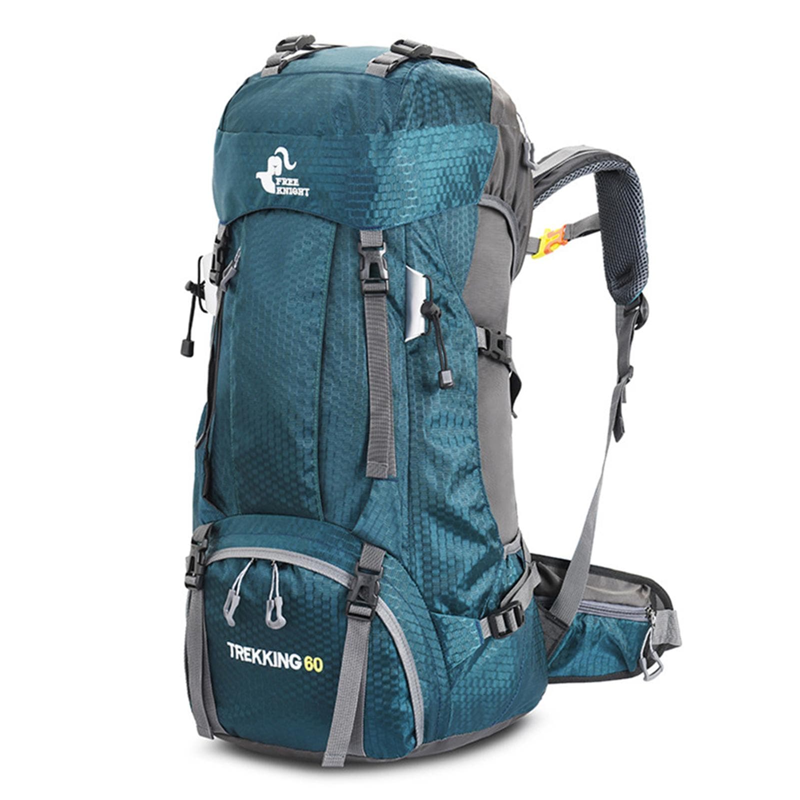 60L Hiking Backpack Water-resistant Climbing Camping Backpack Travel Daypack with Rain Cover teal