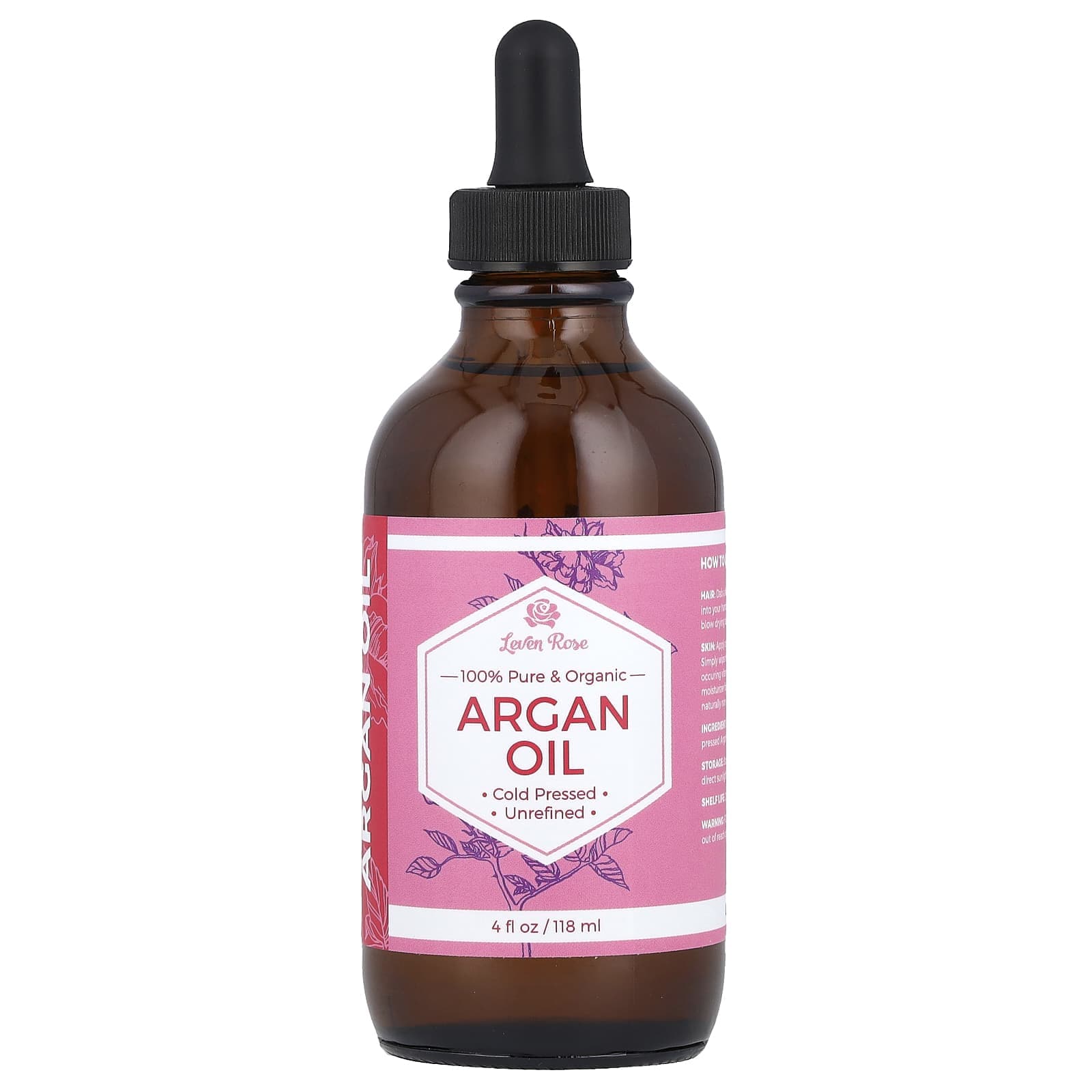 Leven Rose, 100% pure organic argan oil, 4 fl oz (118 ml)