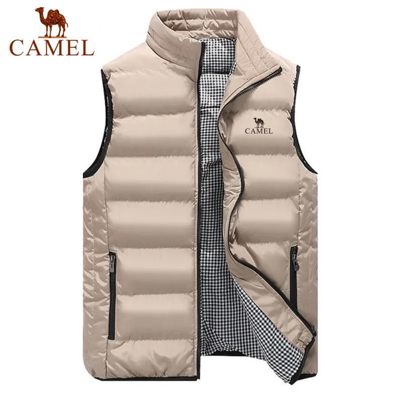 Camel Embroidery Men's Autumn Winter High Quality Cotton Tank Top Jacket Fashion Casual Comfort Sleeveless Thickened Jacket 2XL