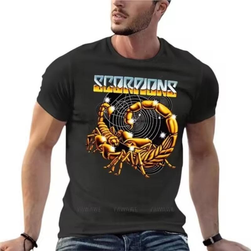 Scorpions Rock Heavy Metal Band Logo O Neck Short Sleeved Shirt Oversized T-Shirt Mens Clothes 3D Print Streetwear Large Size Tops Tee 3XL black