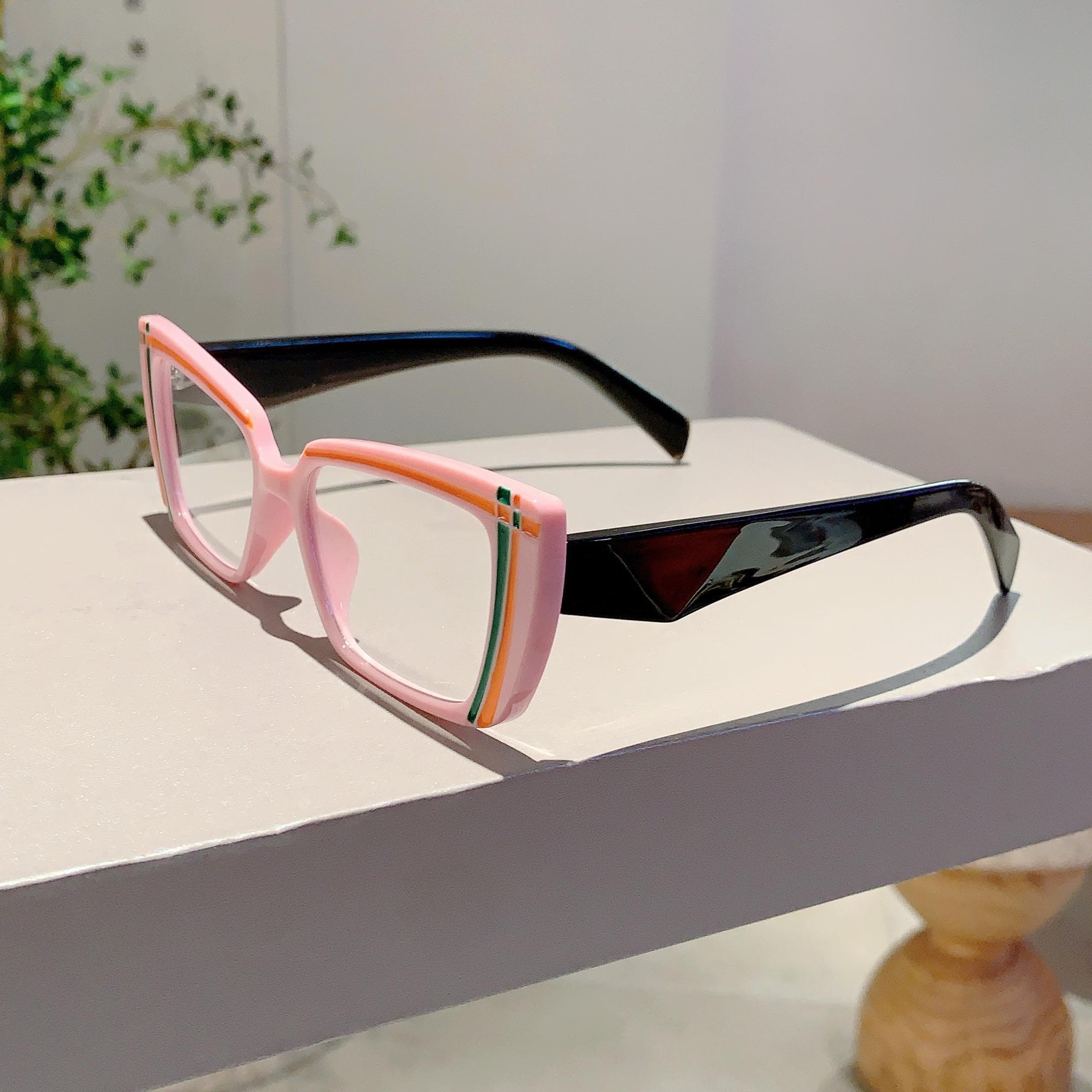KAMMPT Vintage Cat Eye Glasses Women Fashion Multicolor Rim Eyewear Trendy Stylish Non-prescription Eyeglasses
