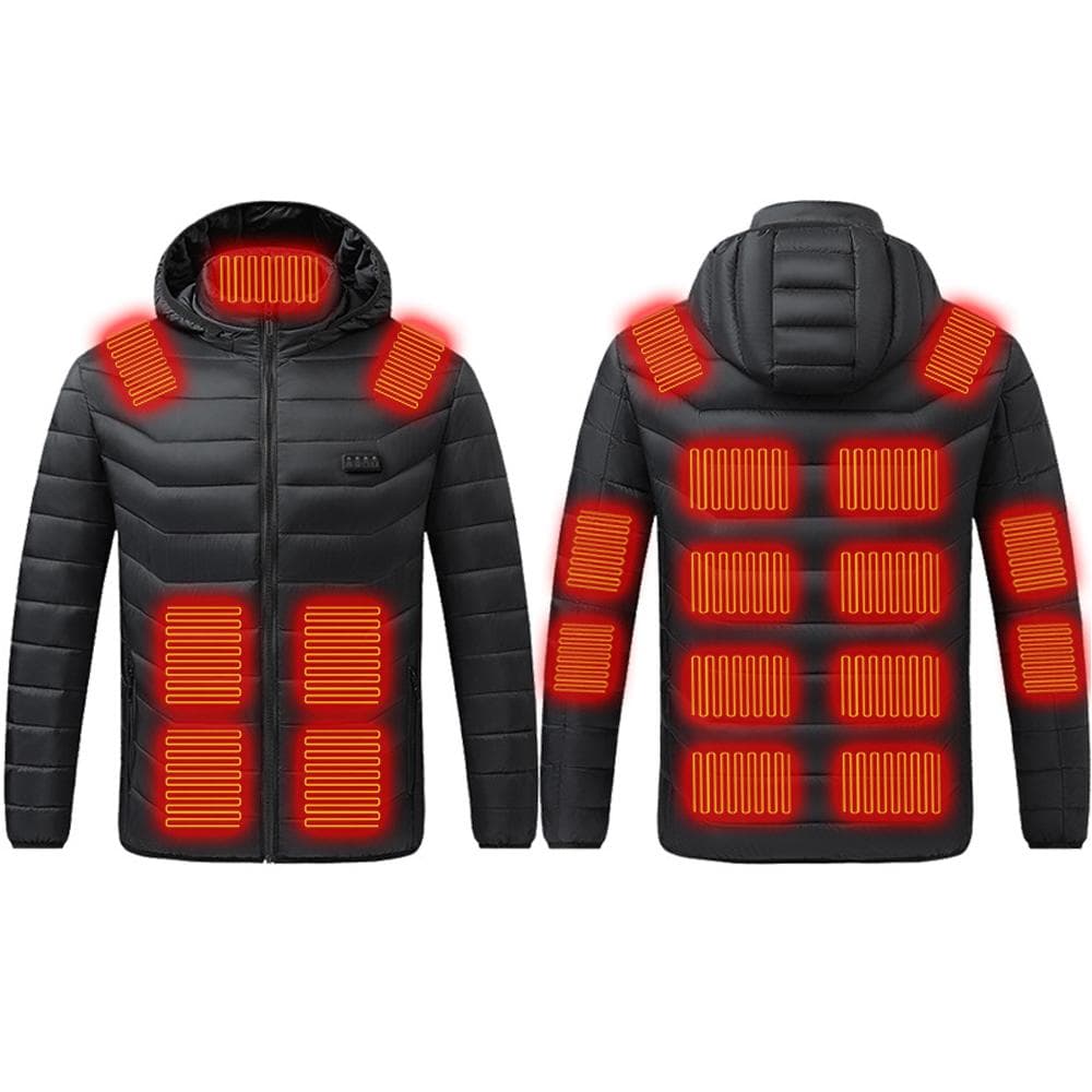 Electric Heated Cotton Jacket Four Control 21 Zone Battery Powered Winter Coat L