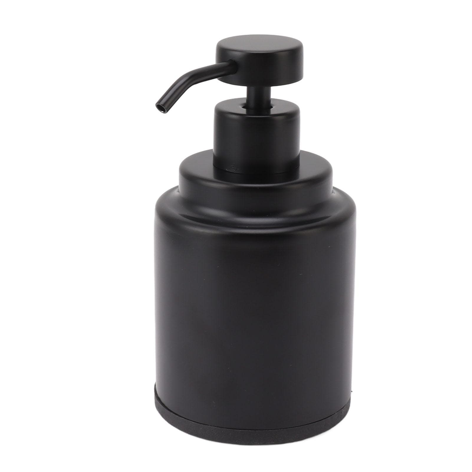 Stainless Steel Soap Dispenser Manual Liquid Pump Hand Press Bottle for Shampoo Shower Lotion Black Round 340ml black