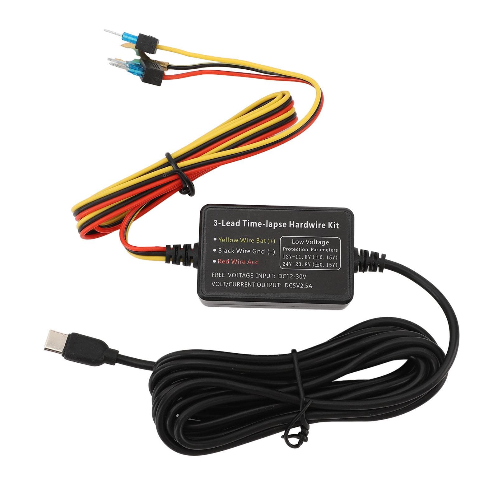 Type C Dash Cam Hard Wire Kit 12V?30V To 5V Dash Camera Power Cord for GPS Power Supply Radar