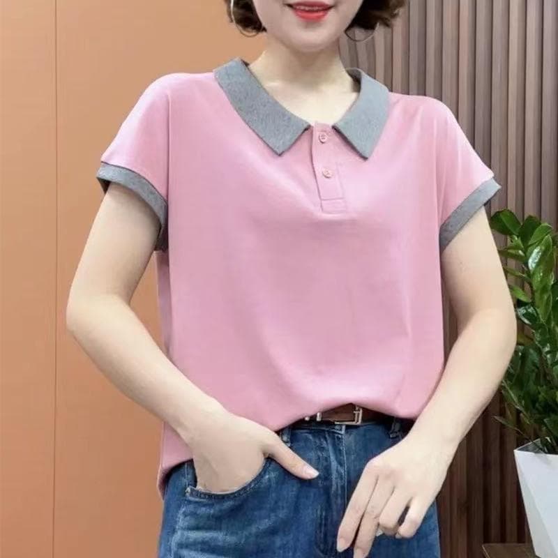 Mom's Shirt Collar New Style Large Size Women's Loose Short-sleeved Shirt for Women 5XL
