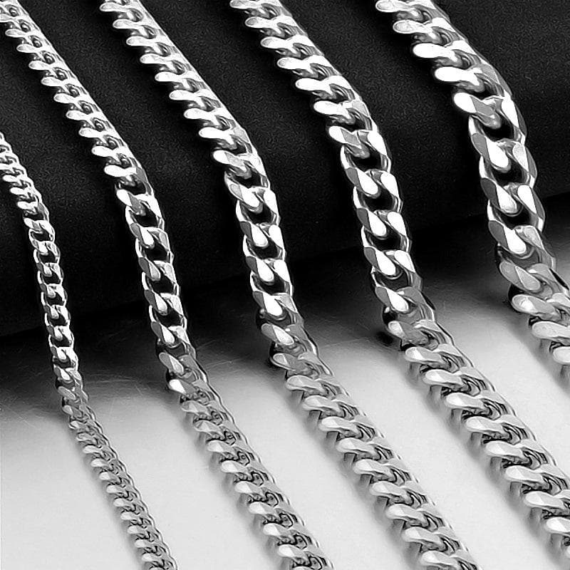 Stainless Steel Necklace with Polished Edge, Titanium Chain, Vacuum-Plated 18k Gold Finish 80cm Length