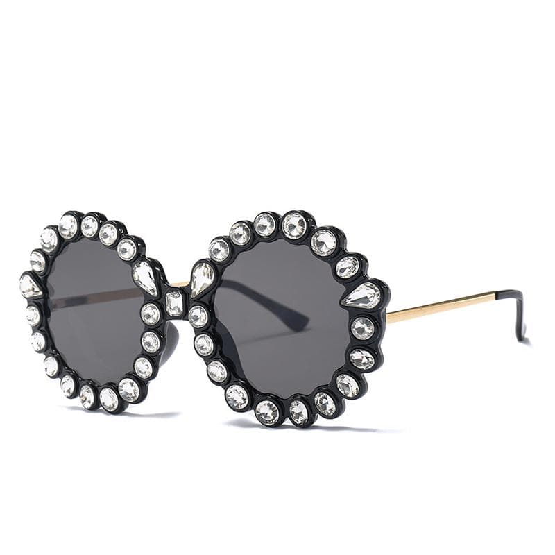 New Fashion Luxury Designer Rhinestone Sunglasses Women Diamond Round Oversized Shades for Travel Party