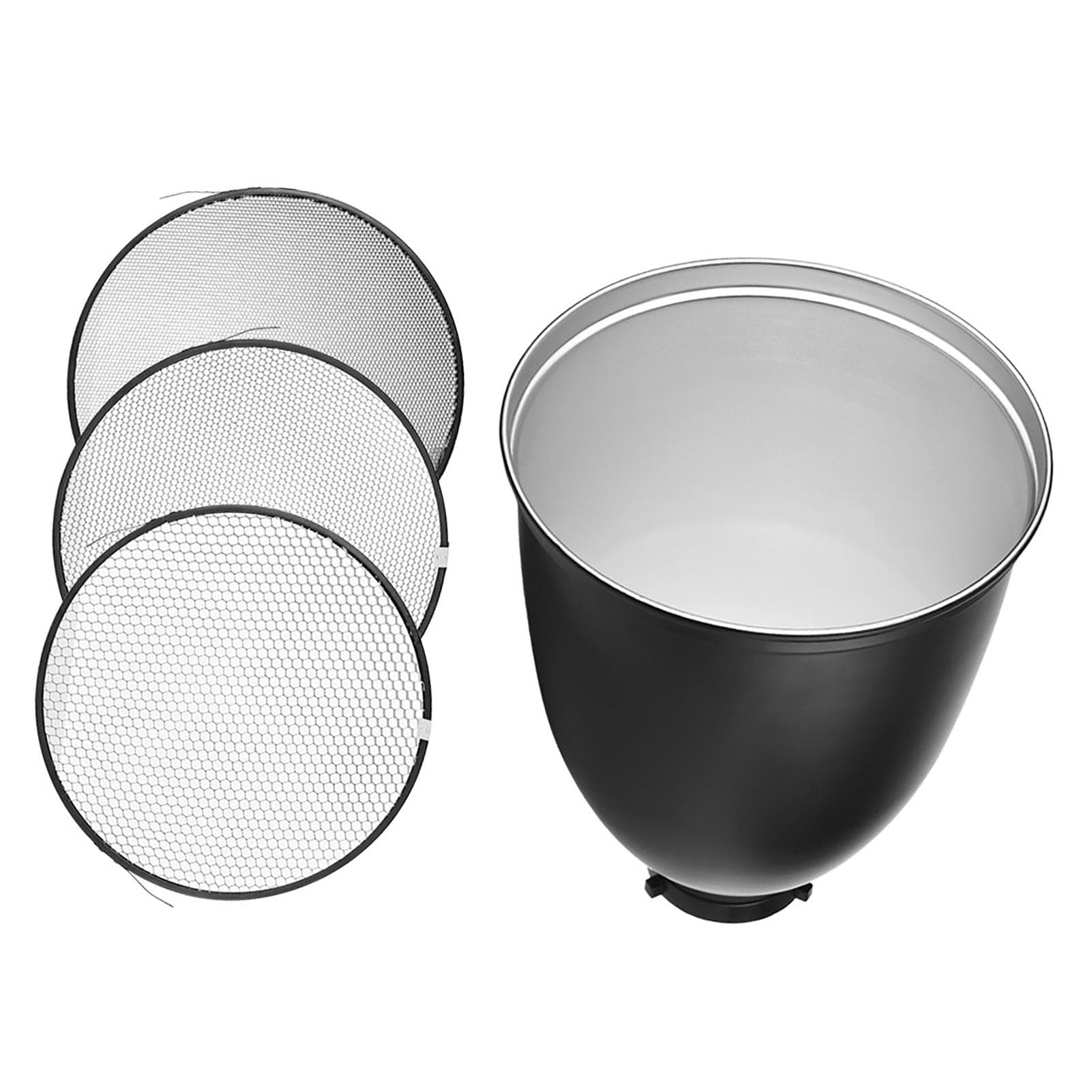 45 Degree 11-Inch Bowens S-Type Mount Reflector Diffuser Shade Lamp Shade with 20° 40° 60° Honeycomb Grid for Bowens Mount Studio Strobe