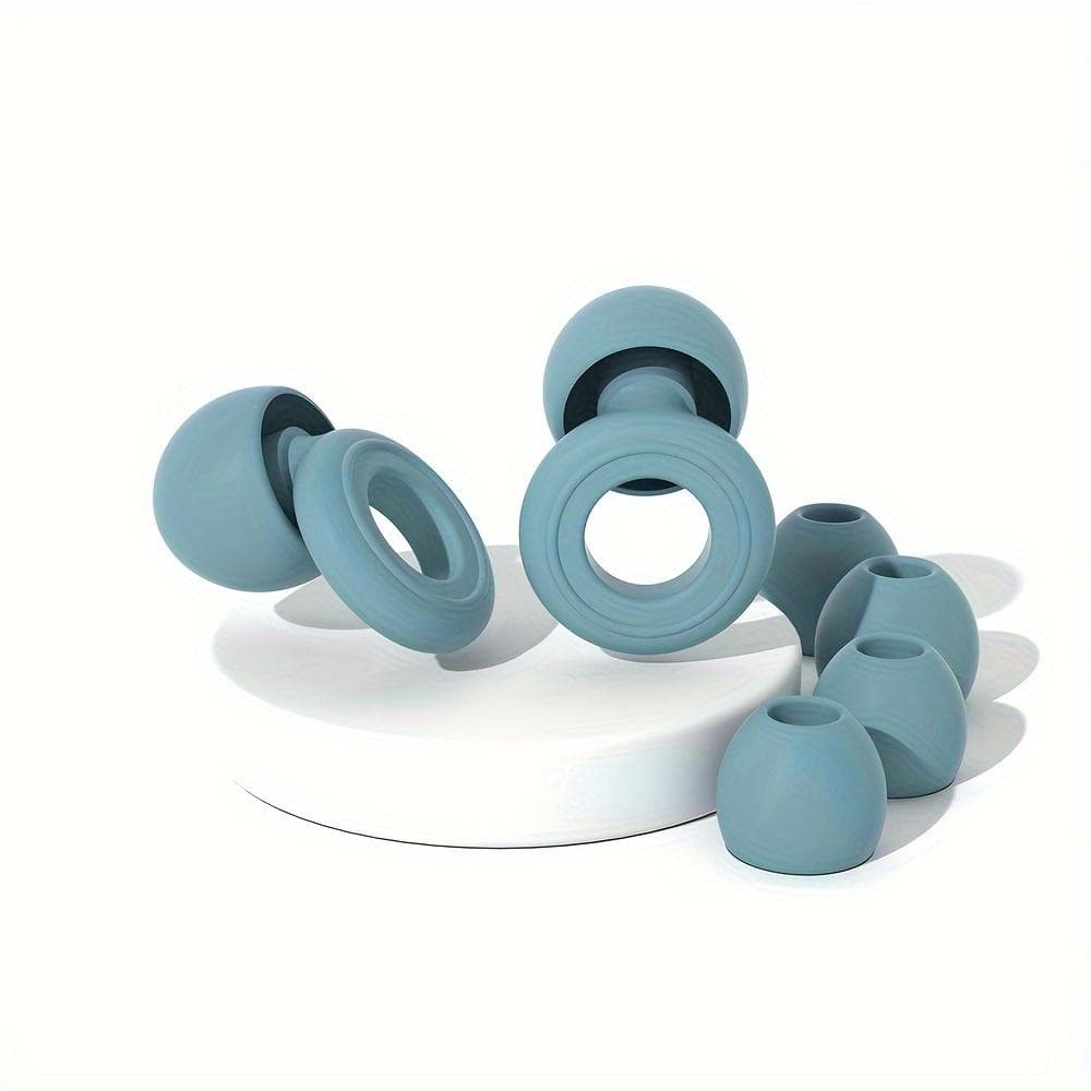 Reusable Silicone Earplugs for Sleeping & Swimming - 35dB Noise Reduction, Includes 2 Pairs of Caps, Ideal for Snoring, Studying