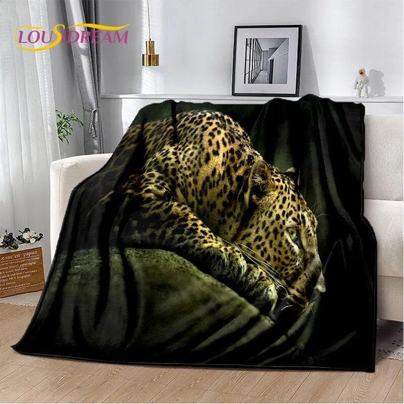 3D Animal Leopard Cheetah Cartoon Beast Soft Plush Blanket,Flannel Blanket Throw Blanket for Living Room Bedroom Bed Sofa Picnic 100x125cm (40x50inch)