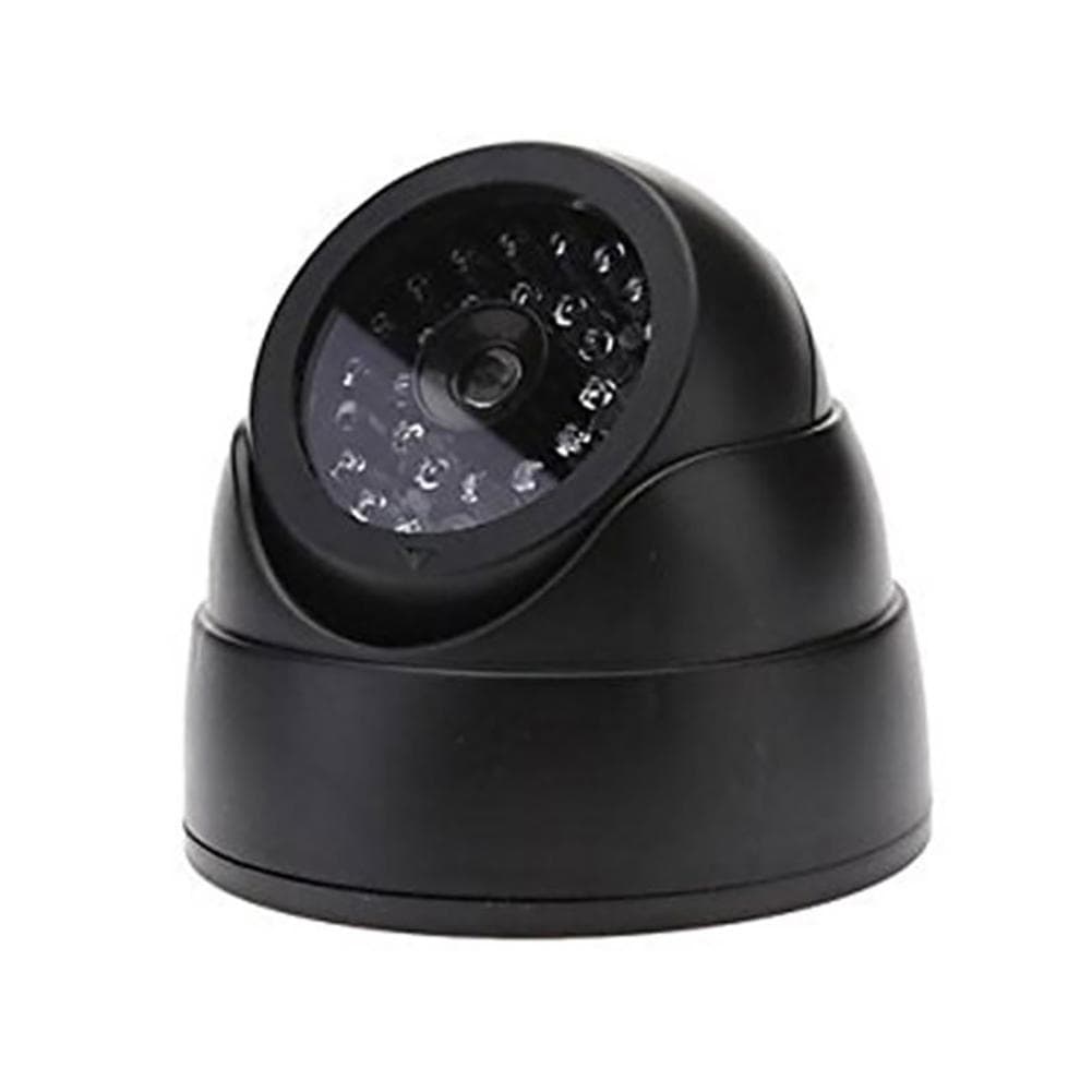 Outdoor CCTV Fake Simulation Dummy Camera with Flashing LED Light Home Security Dome Fake Camera black