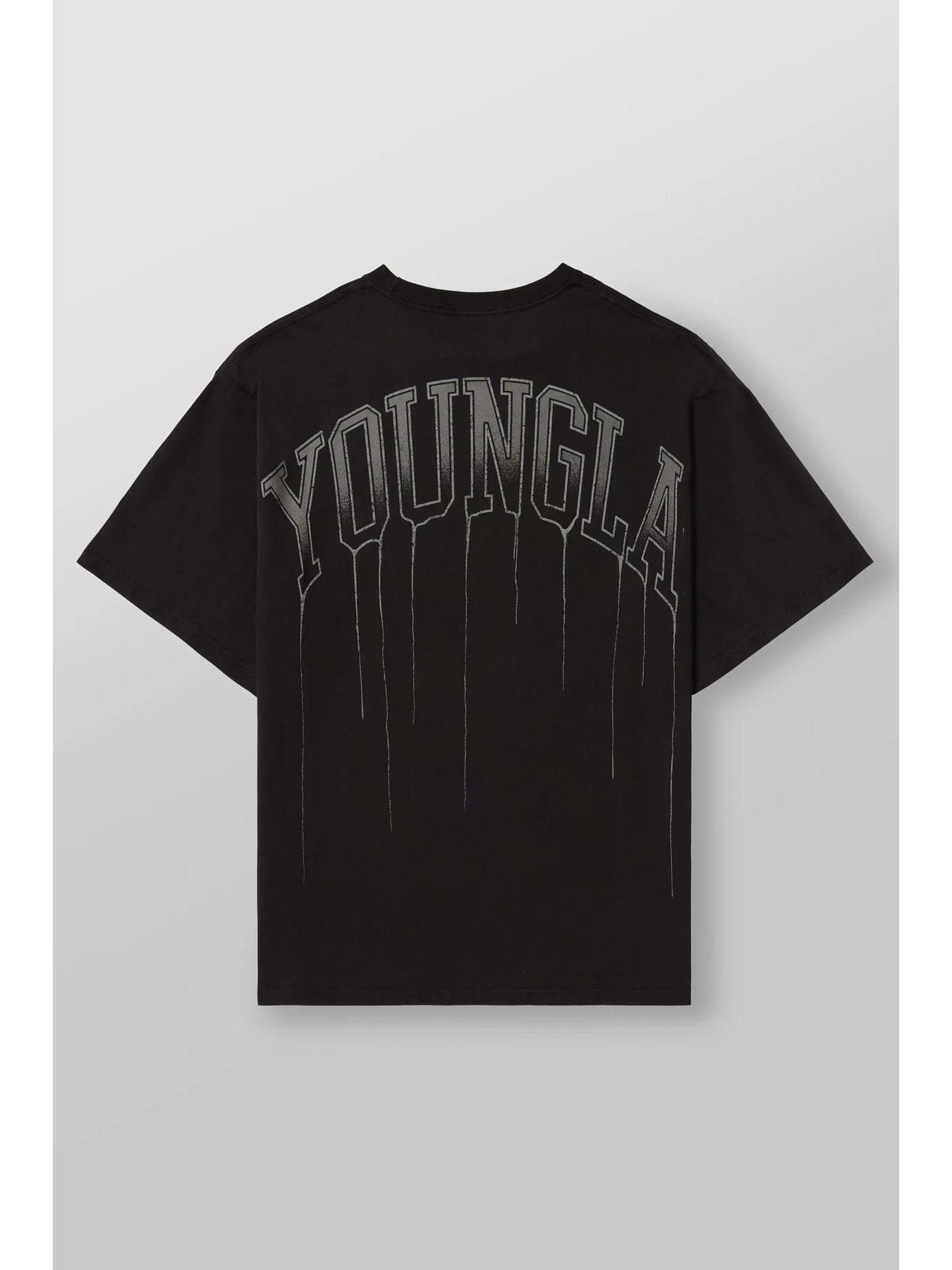 YOUNGLA Men's Cotton Oversized Round Neck Gym T-shirt 240 Fabric Extra Large black