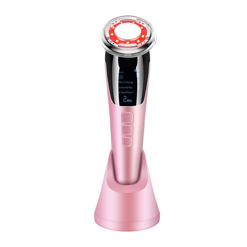 Facial Beauty Instrument Vibration Massage Hot and Cold Introducer Microcurrent Photon Skin Rejuvenator pink