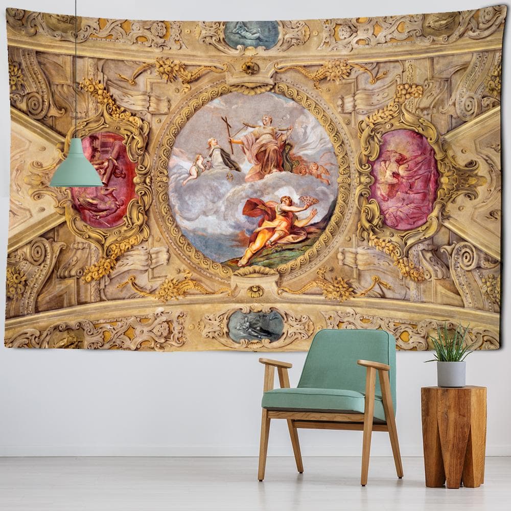Carved Mural Tapestry Wall Hanging Retro Bohemian Printed Polyester Sleeping Mat Bedroom Decorative Background Cloth 230x180CM