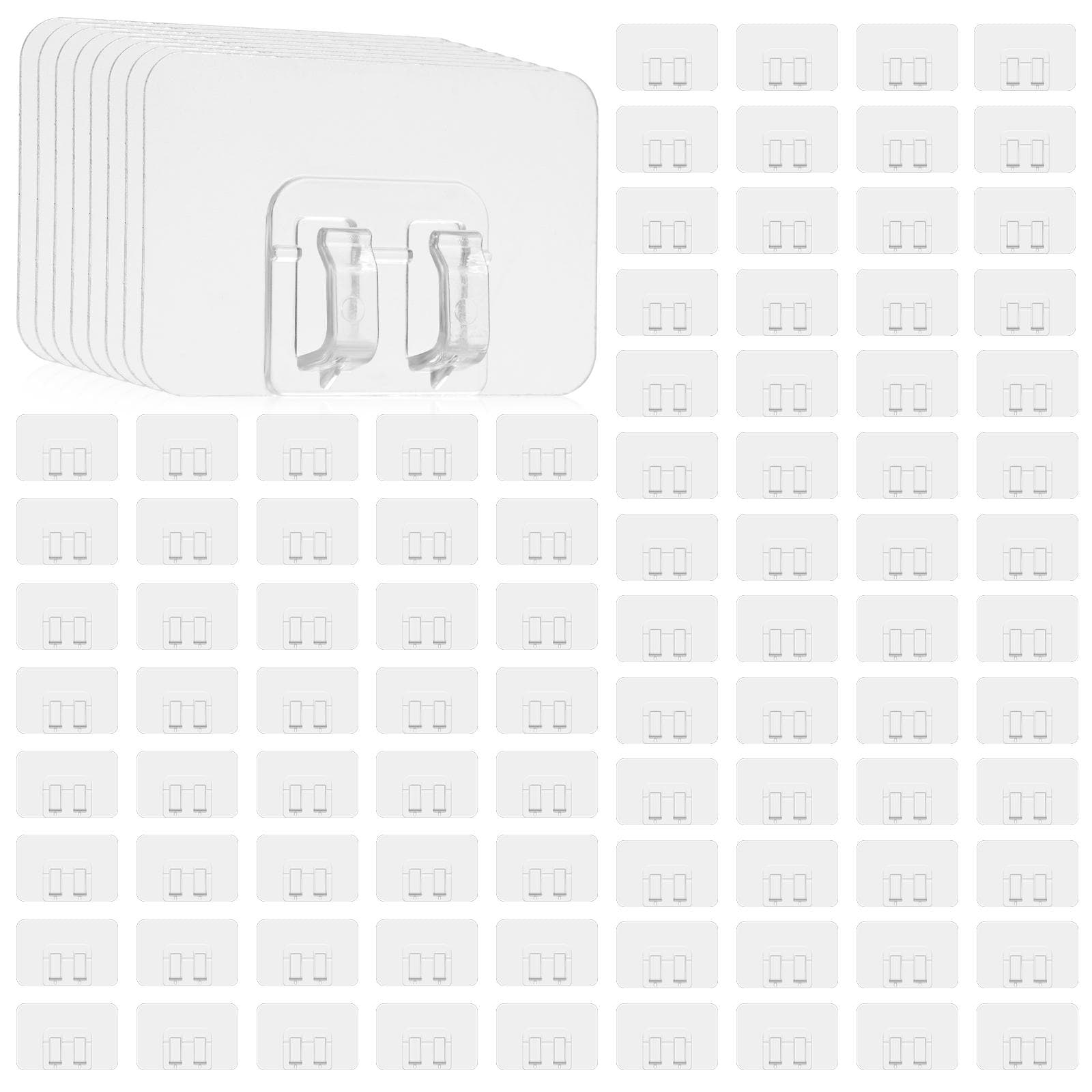 100pcs Lamp String Lights Hooks No Punch Hooks Patch Shelf Snap Clip Transparent Sticky Hooks transparent