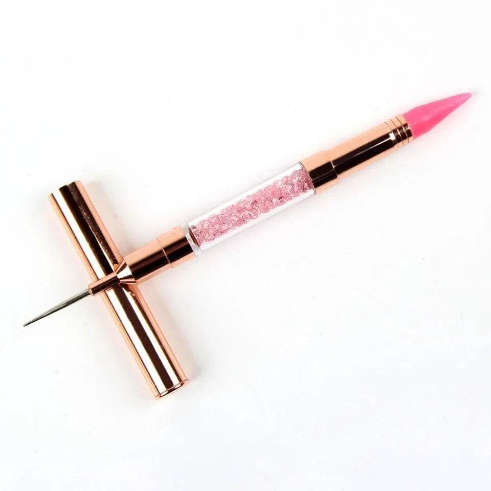 Double Head Rhinestone Picker Nail Dotting Tool Wax Pencil Beads Studs Picking Up Pen Manicure Tool pink