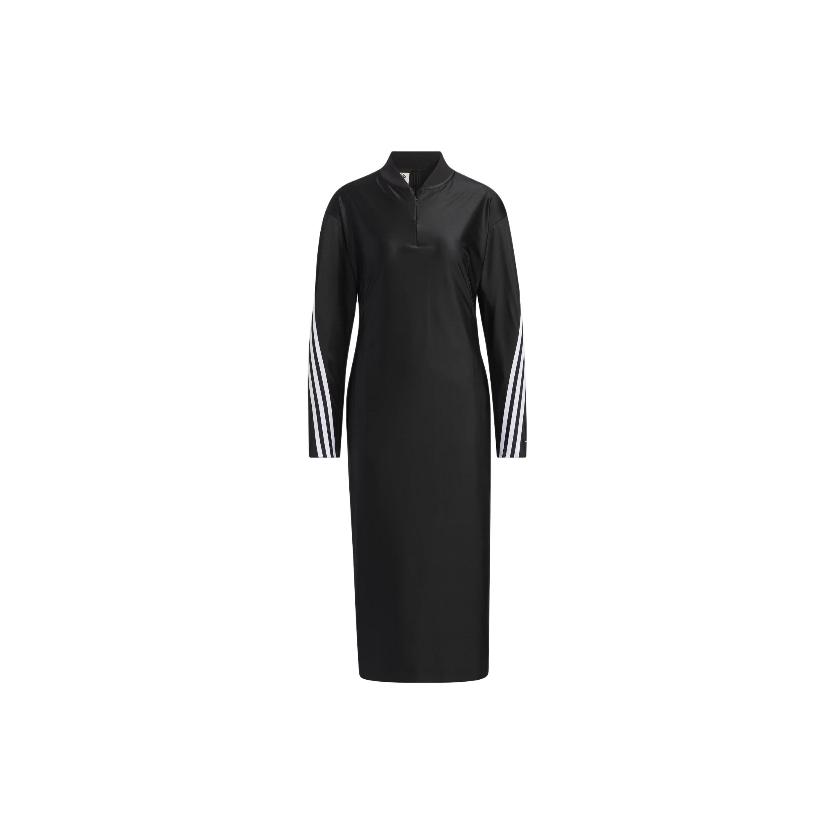Adidas X Samuel Gui Yang Striped Colorblock Side Split Long Sleeve Dress Women Dress Black JF6666 L