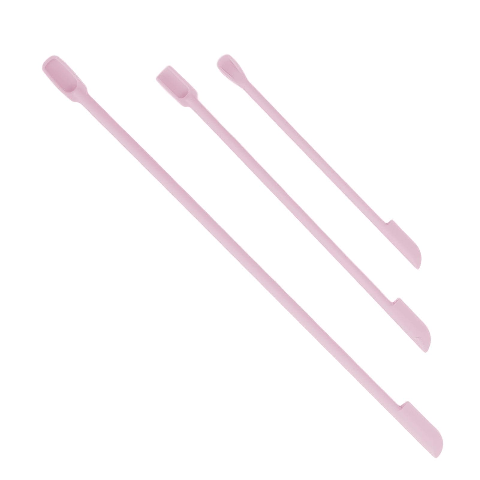 3PCS Mini Silicone Spatulas Double End Makeup Scoop Scraper for Cosmetic Bottle and Fruit Jam Jar pink