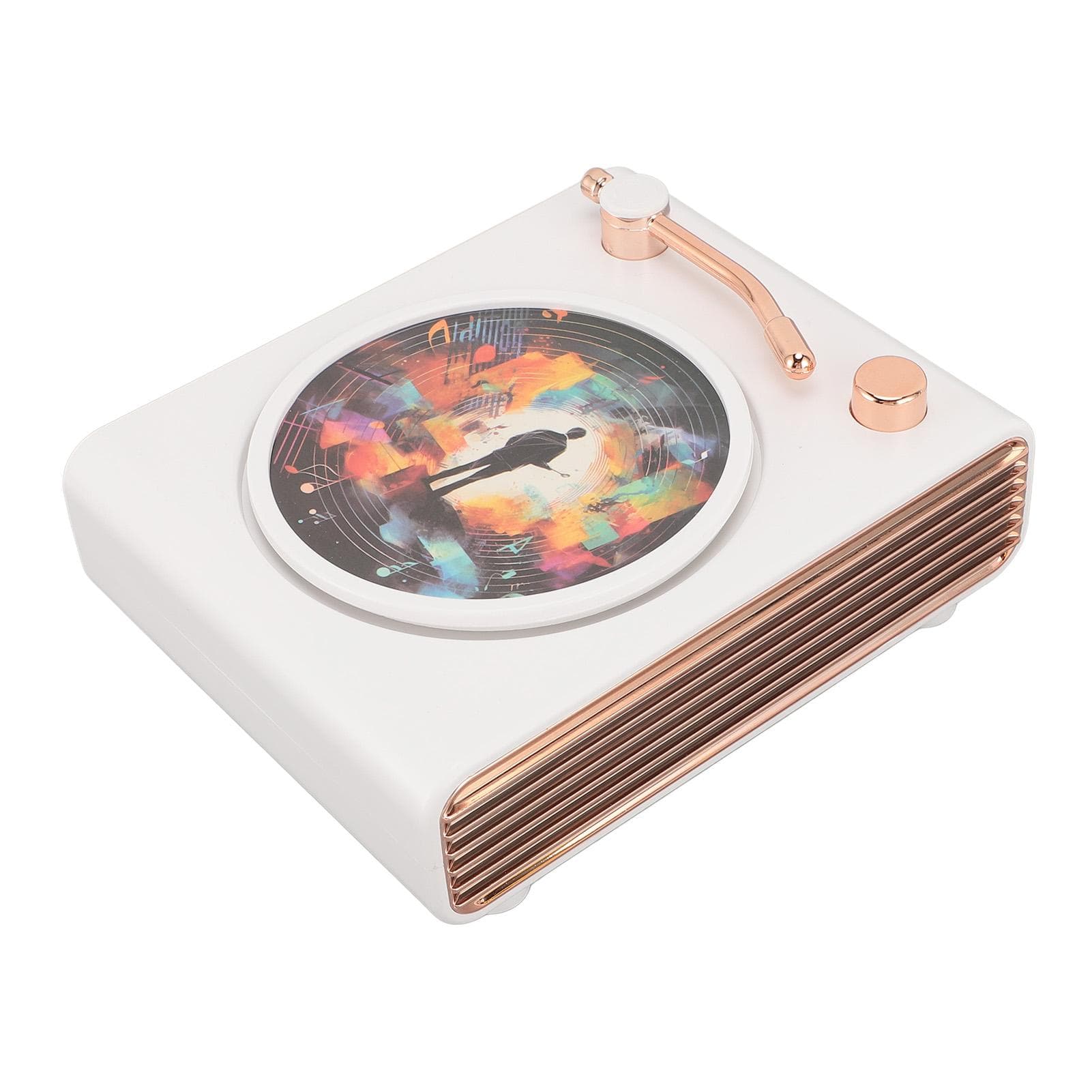 Bluetooth Record Player Speaker Vintage HIFI Sound Quality Colorful Light Small Wireless Speaker white
