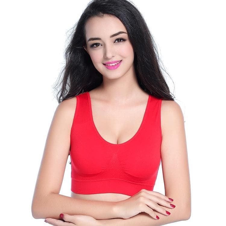 S-6XL Women Sport Bra Fitness Running Vest Gym Workout Underwear Padded Crop Tops Female Sportswear Brassiere Push Up Bras 4XL red